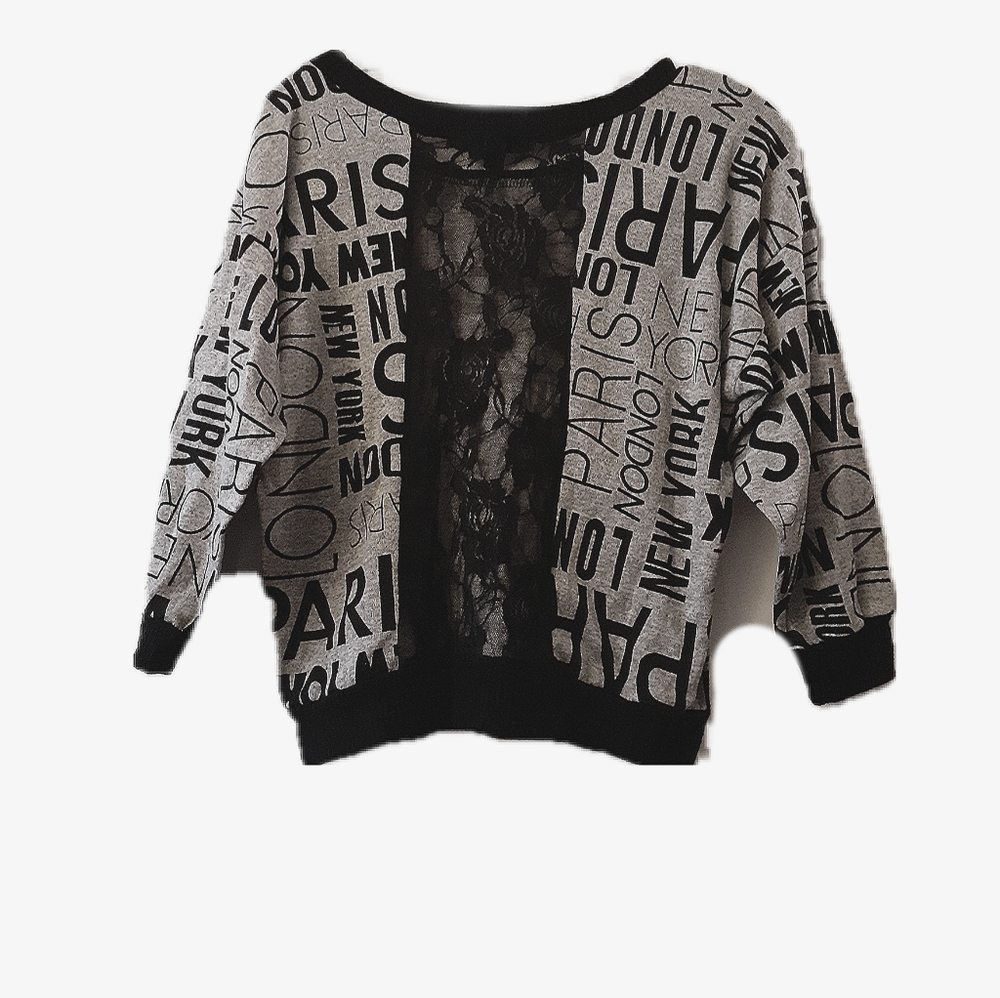 Almost Famous Cropped Sweater with Lace - Picture 2 of 2